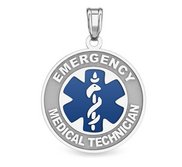 14k White Gold EMT Charm or Pendant with Blue Enamel