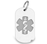 Sterling Silver Medical ID Dog Tag Charm or Pendant