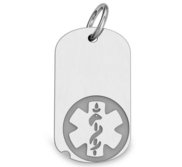 Sterling Silver Medical ID Dog Tag Charm or Pendant