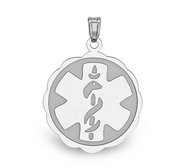 14k White Gold Medical ID Round Charm or Pendant