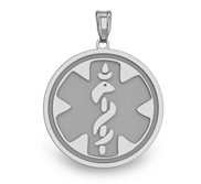 14k White Gold Medical ID Round Charm or Pendant