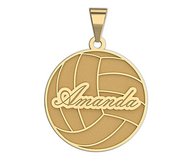 Personalized Volleyball with Script Name Disc Pendant or Charm