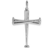 High Polished Baseball Bat Cross Pendant