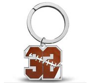 Sterling Silver Football Number   Stainless Steel Key Ring with 1 or 2 Digits