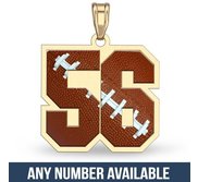 Color Enameled Football Number Pendant with 2 Digits