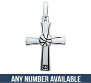 Sterling Silver High Polished Basketball Cross w  Number