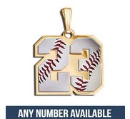 Color Enameled Baseball Number Charm or  Pendant with 2 Digits