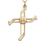 Hockey Stick Cross Pendant with Number with 18 Inch Chain