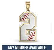 Baseball Color Enameled Single Number Pendant or Charm