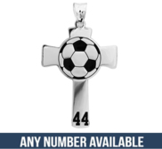 Soccer Stitch Enameled Cross Pendant w  Number