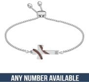 Baseball Stitch Enameled Cross Adjustable Bracelet w  Number