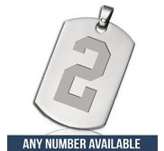 Stainless Steel Deep Engraved Sports Number XL Dog Tag Pendant