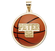 Color Enameled  Basketball Pendant with Name   Number