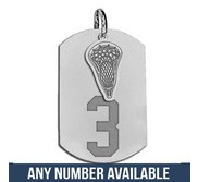 Lacrosse Dog Tag with Number and Swivel Pendant