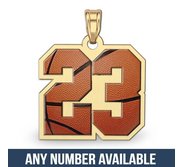 Color Enameled Basketball Number Charm or  Pendant with 2 Digits