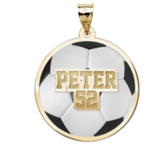 Color Enameled Soccer Pendant with Name   Number