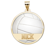 Color Enameled Volleyball Pendant with Name