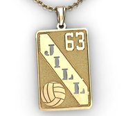 Personalized Volleyball Pendant w  Cut out Name   Number