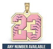 Color Enameled Pink Softball Number Charm or  Pendant with 2 Digits