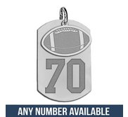 Football Dog Tag with Number and Swivel Pendant