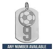 Soccer Dog Tag with Number and Swivel Pendant