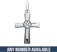 Sterling Silver High Polished Soccer Cross w  Number