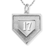 Personalized 3D Baseball Home Plate Pendant w  Number