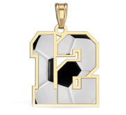 Color Enameled Soccer Number Charm or Pendant with 2 Digits