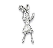 Sterling Silver High Polished 3 D Cheerleader with Megaphone Charm