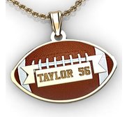 Color Enameled Football Pendant with Name   Number