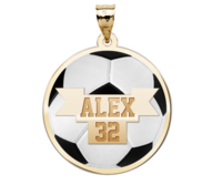 Color Enameled Soccer Pendant with Name   Number