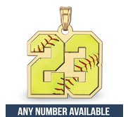 Color Enameled Softball Number Charm or  Pendant with 2 Digits