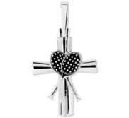 Sterling Silver High Polished Tennis Cross w  Antique Finish