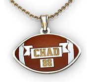 Color Enameled Football Pendant with Name   Number