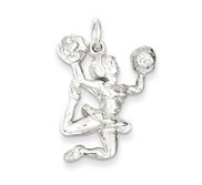 Sterling Silver Jumping 3 D Cheerleader Charm or  Pendant