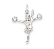 Sterling Silver 3 D Kicking Cheerleader Charm or  Pendant