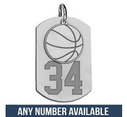 Basketball Dog Tag with Number and Swivel Pendant