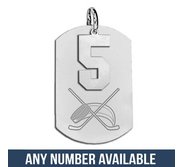 Hockey Dog Tag with Number Pendant Swivel