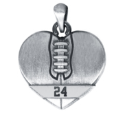 Sterling Silver Heart Shaped Football Pendant w  Number   Chain