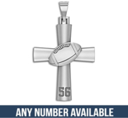 Sterling Silver High Polished Football Cross w  Number