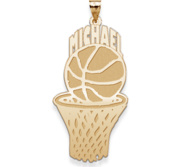 Custom Basketball Charm or Pendant with Name on Top