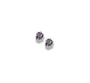 14K  White Gold Child s Genuine Amethyst Birthstone Stud Earrings