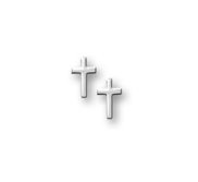 14K  White Gold Children s  Cross  Safety Back Earrings