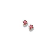 14K  White Gold Child s Genuine Ruby Birthstone Stud Earrings