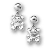 Sterling Silver Children s  Teddy Bear   Dangle  Earrings