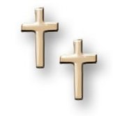 14K Yellow Gold Children s   Cross  Post Earrings