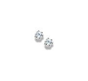 14K  White Gold Child s Genuine Aquamarine Birthstone Stud Earrings