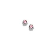 14K  White Gold Child s Genuine Tourmaline Birthstone Stud Earrings