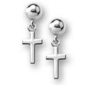 Sterling Silver Children s  Cross  Dangle Earrings