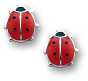 Sterling Silver Children s  LadyBug  Post Enamel Earrings